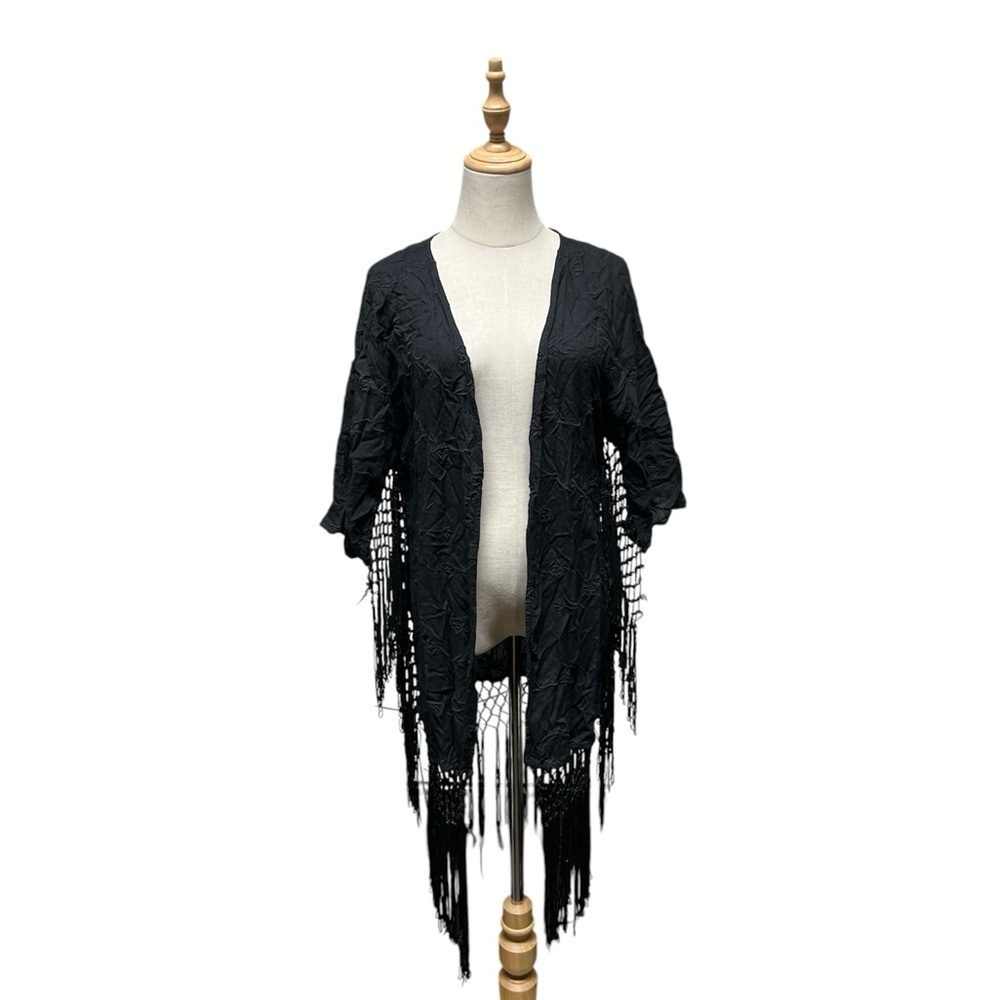 Formula Joben Chic Black Fringe Kimono Size 38